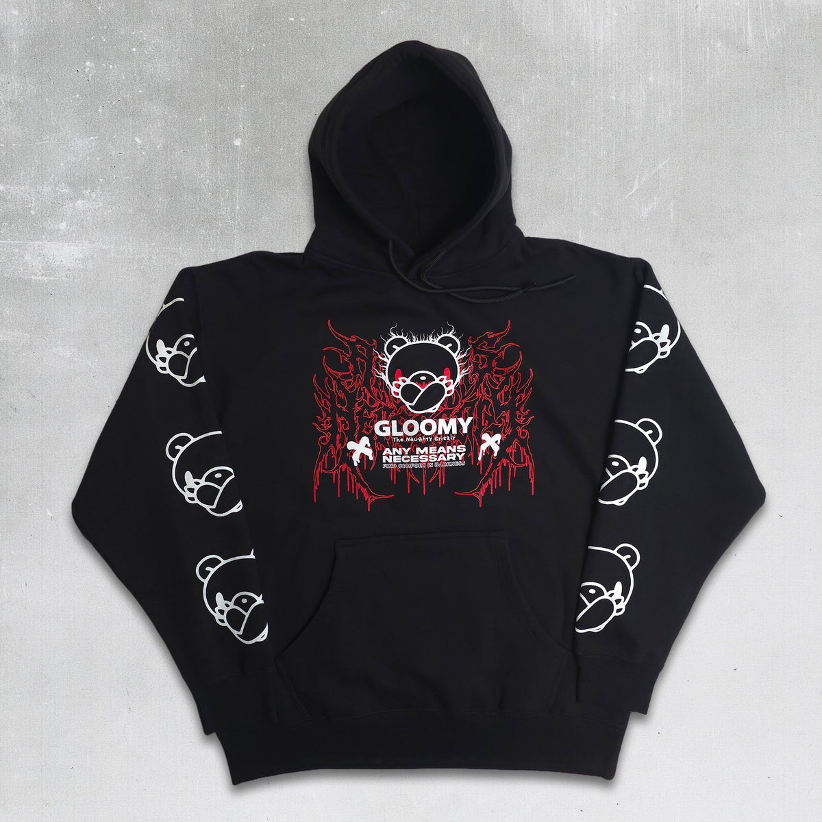Cross Arms Pullover Hoodie Black